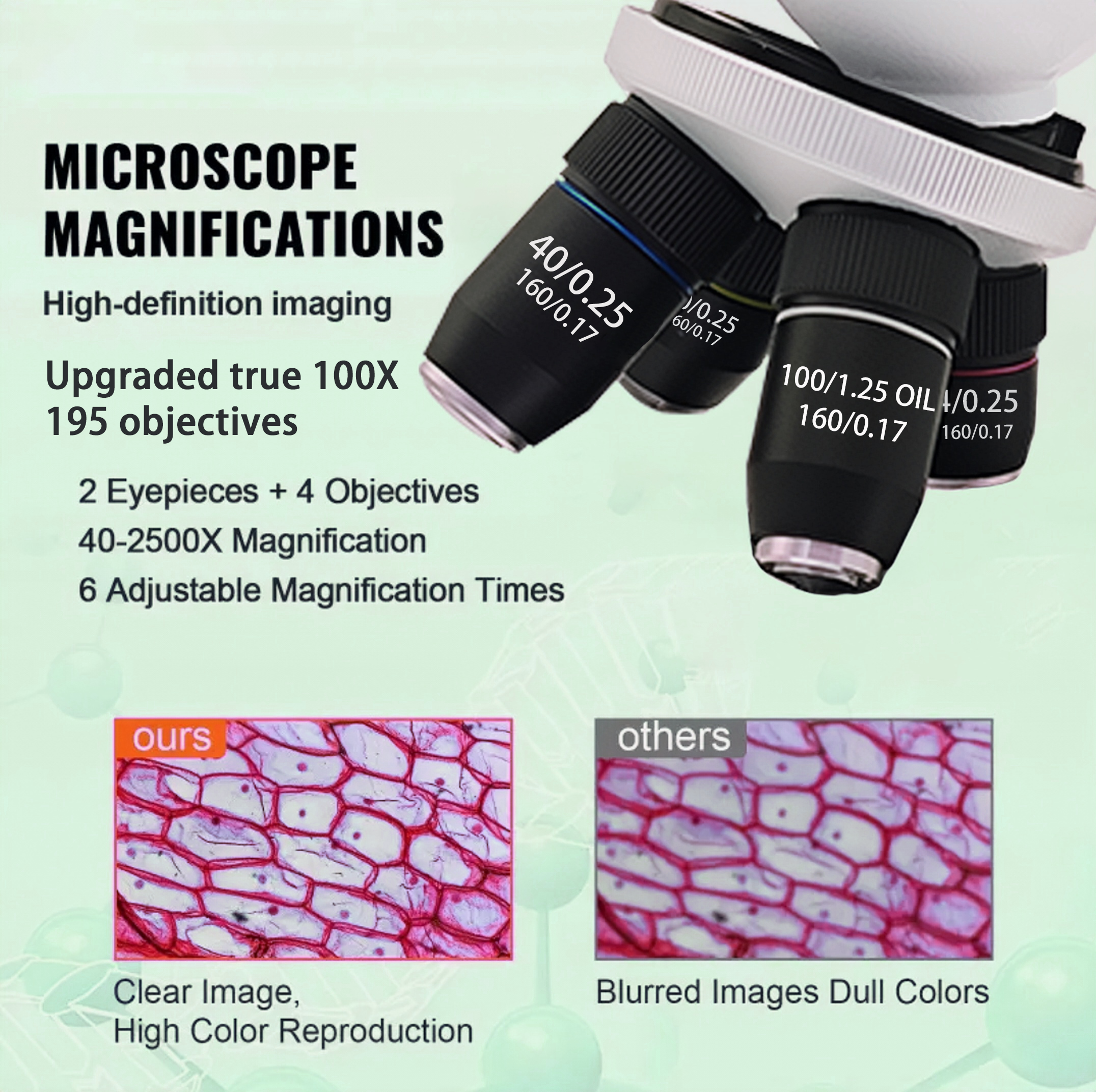 40X-2500X Professional Binocul - đánh giá và giá Microscope Compound 40X