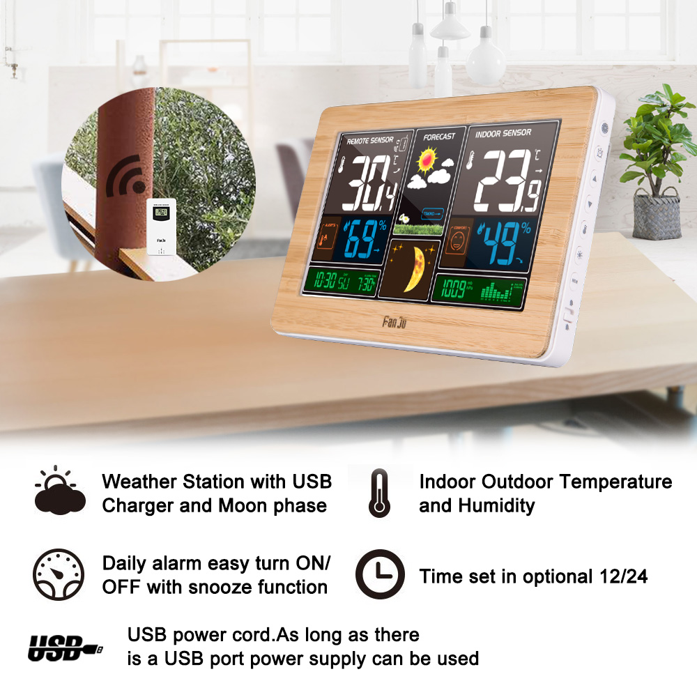 FanJu FJ3378 Digital Alarm Clo - đánh giá và giá Weather Station Indoor