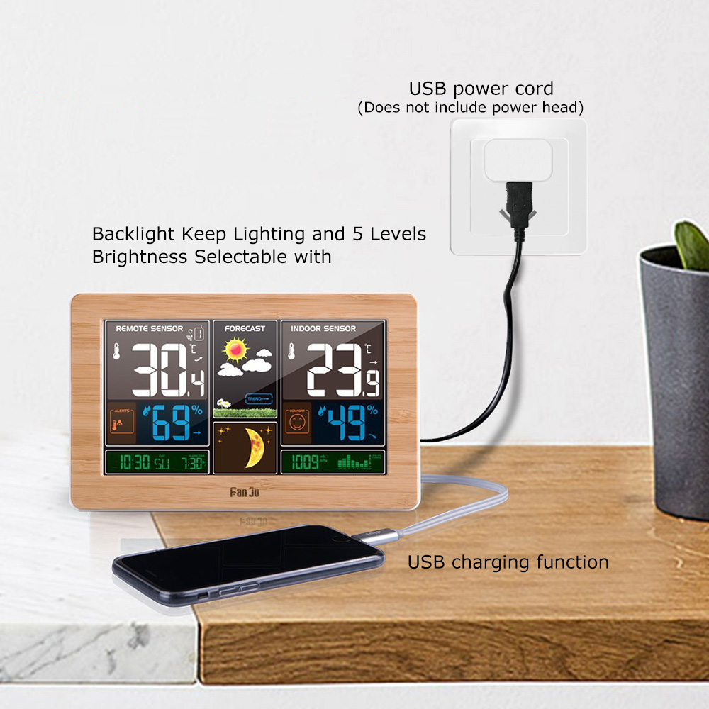 FanJu FJ3378 Digital Alarm Clo - đánh giá và giá Weather Station Indoor